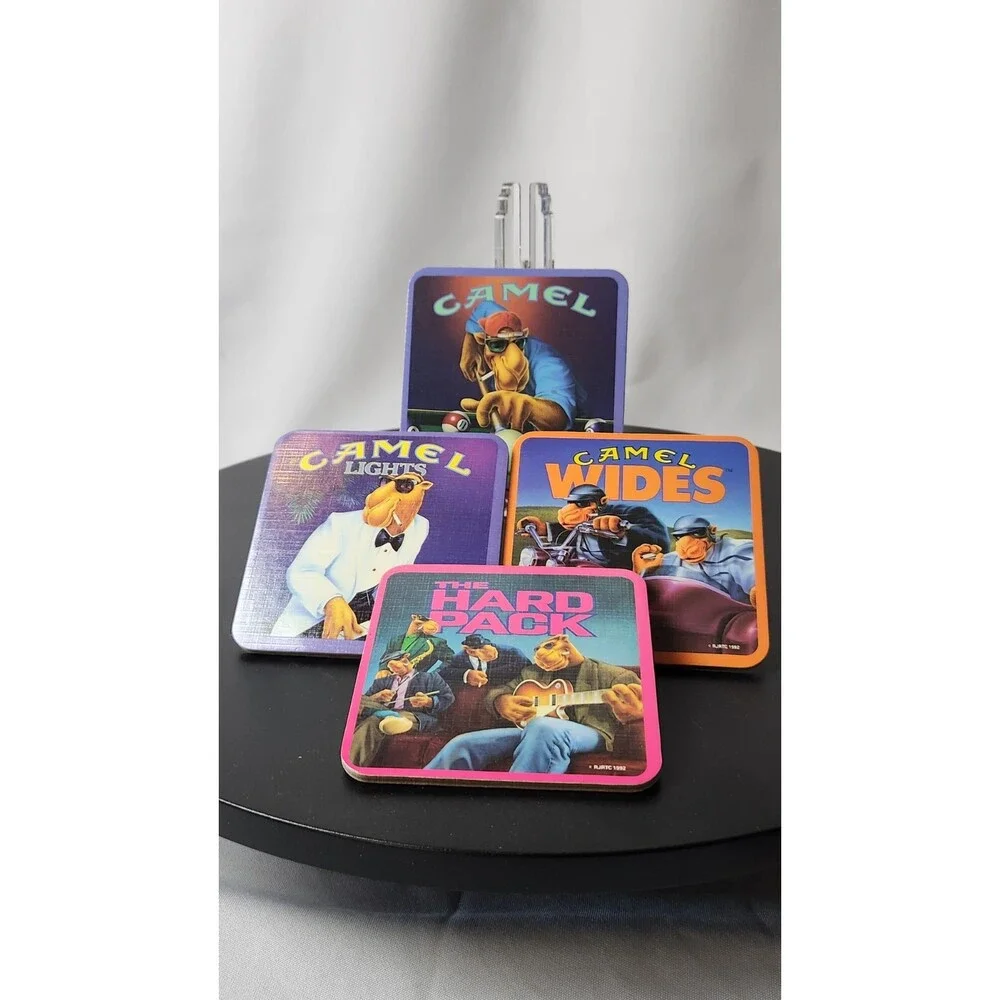 Camel Cork Bottomed Drink Coasters HARD PACK .CAMEL LIGHTS. CAMEL WIDES, CAMEL